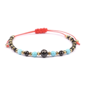 Bransoletka celebrytka czarny TURMALIN TURKUS HEMATYT ochrona i szczęście